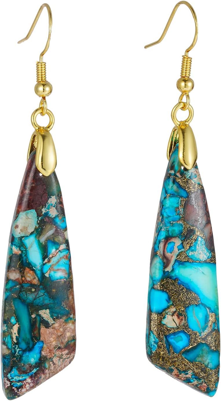 Natural Stone Long Drop Boho Earrings