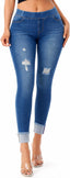 Women’s Stretch Denim Pull On Jeans With Pockets – Ripped