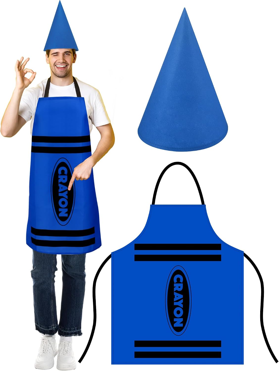 Teenyyou Crayon Costume with Apron and Cone Hat Adult