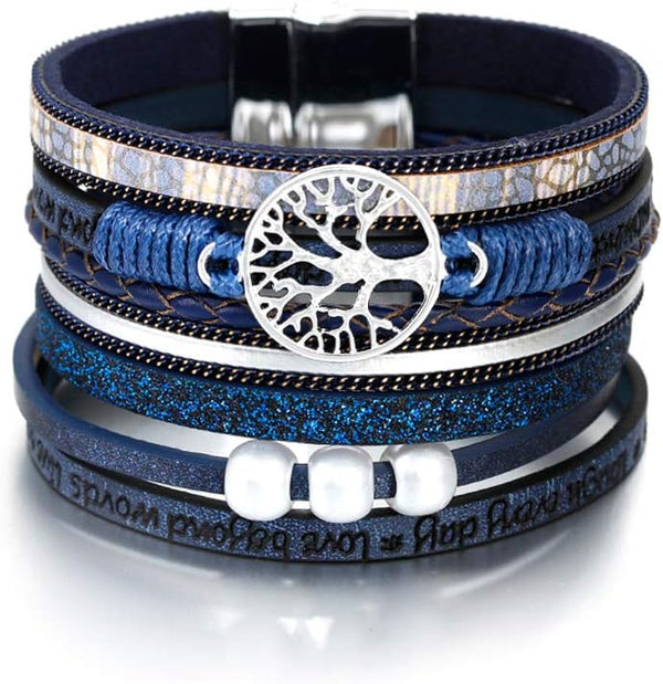 Fesciory Leather Wrap Bracelets for Women, Boho Western Layered Jewelry