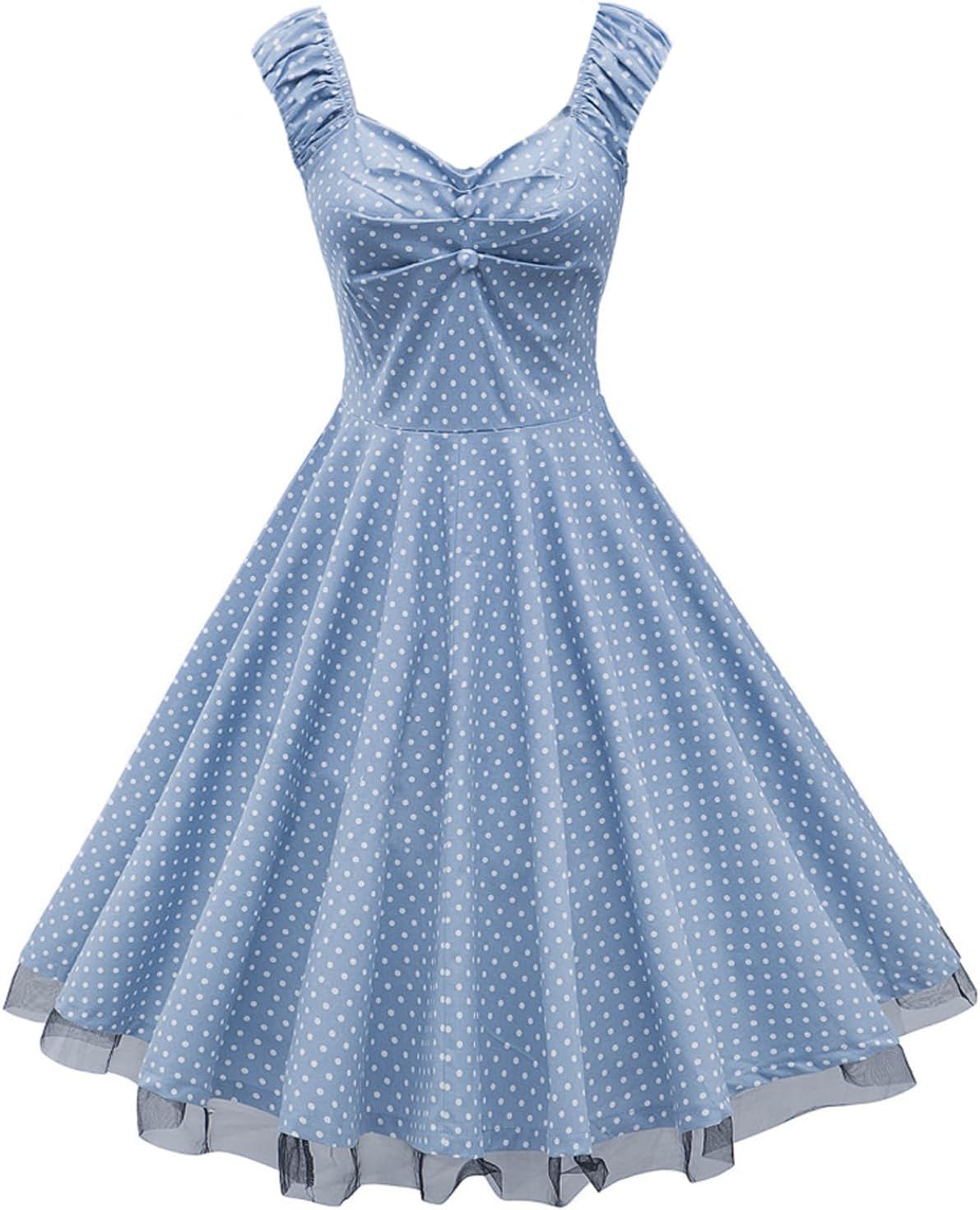 Vintage 1950s Retro Rockabilly Swing Polka Dot Cocktail Dress with Belt
