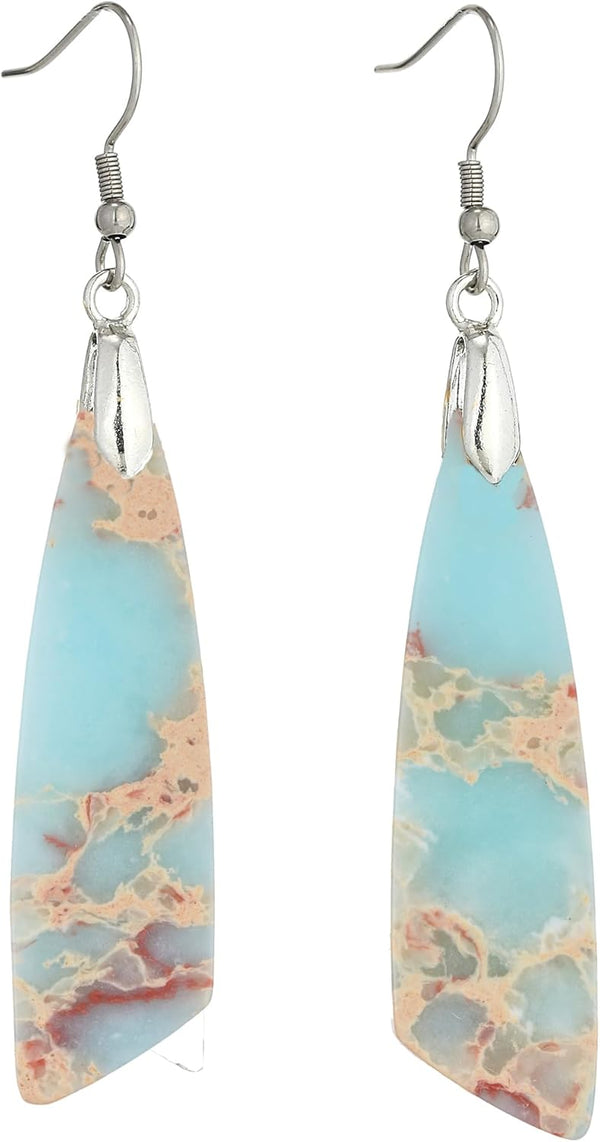 Natural Stone Long Drop Boho Earrings