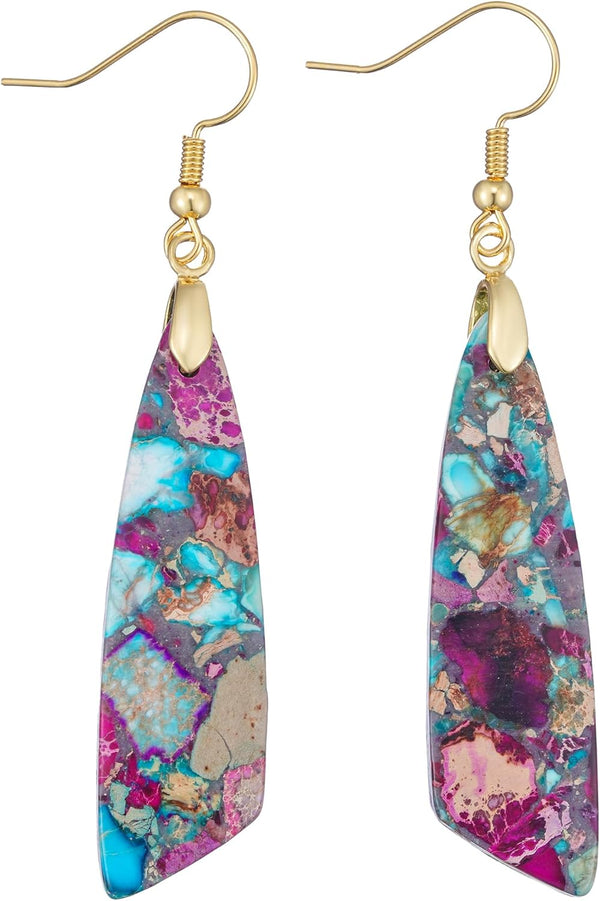 Natural Stone Long Drop Boho Earrings
