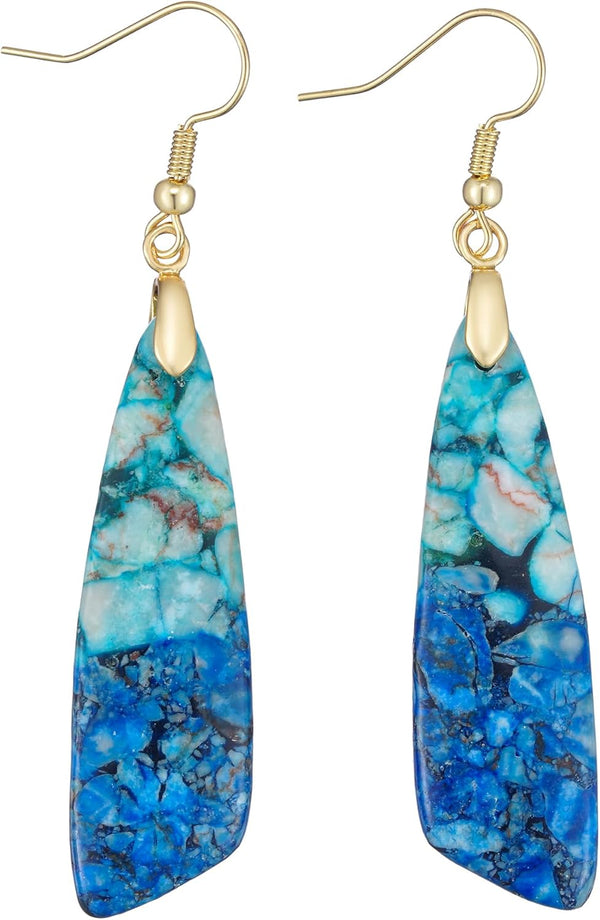 Natural Stone Long Drop Boho Earrings