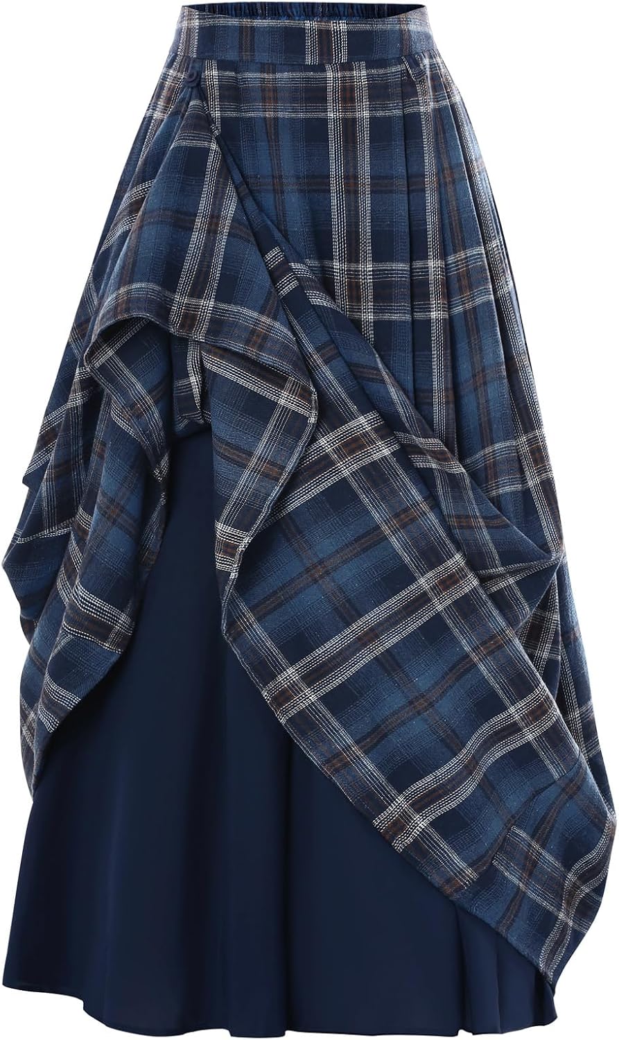 Scarlet Darkness Plaid Skirts for Women High Waist Layered Long Skirt