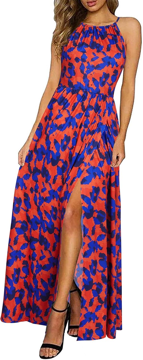 KILIG Women's Summer Floral Beach Flowy Split Maxi Long Dresses