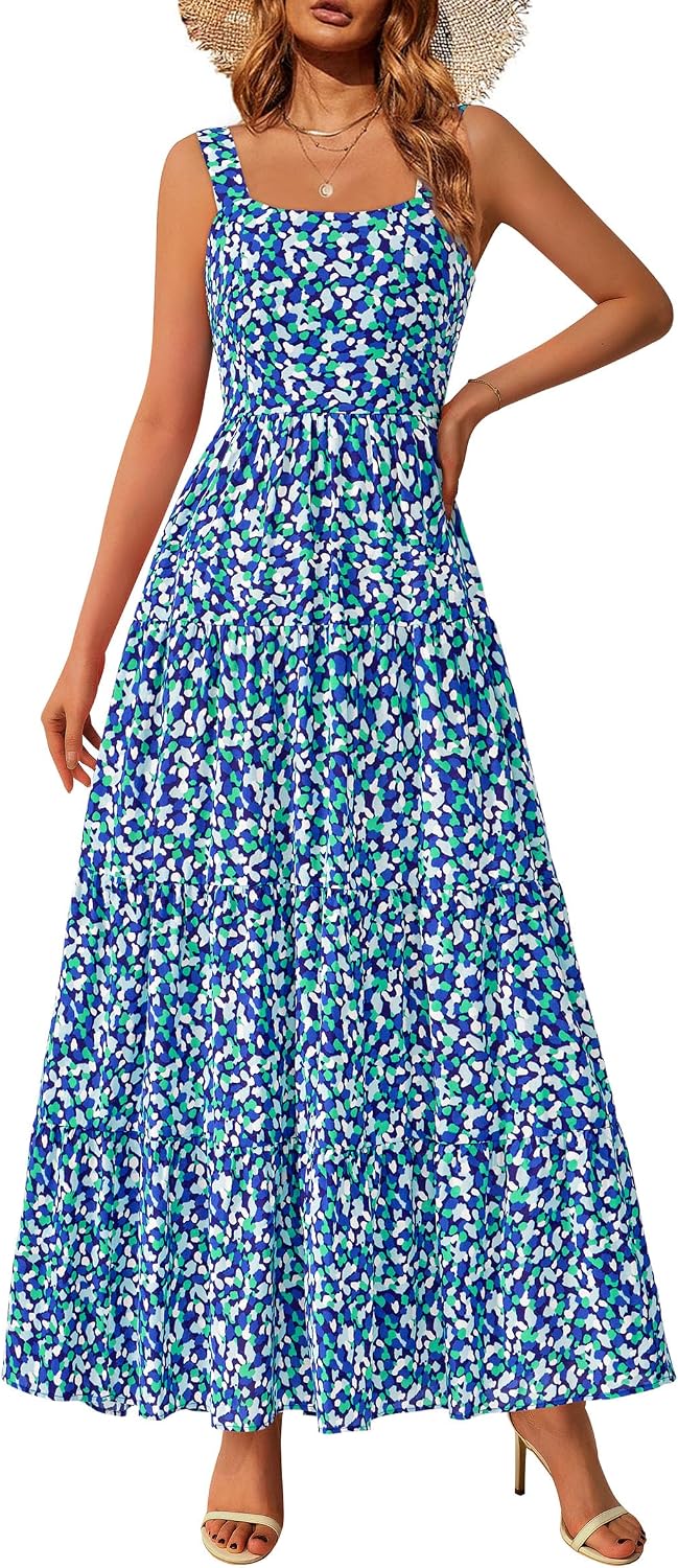 PRETTYGARDEN Womens 2026 Summer Dresses Fashion Clothing Floral Maxi Dress Ruffle Long Flowy Boho Beach Vacation Sundresses
