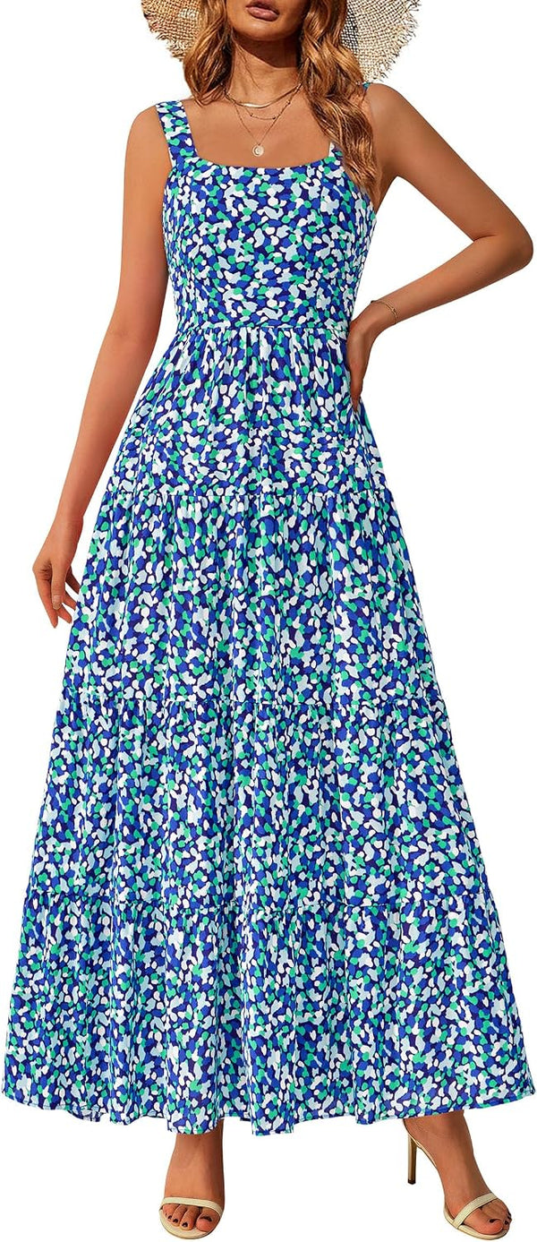 PRETTYGARDEN Womens 2026 Summer Dresses Fashion Clothing Floral Maxi Dress Ruffle Long Flowy Boho Beach Vacation Sundresses