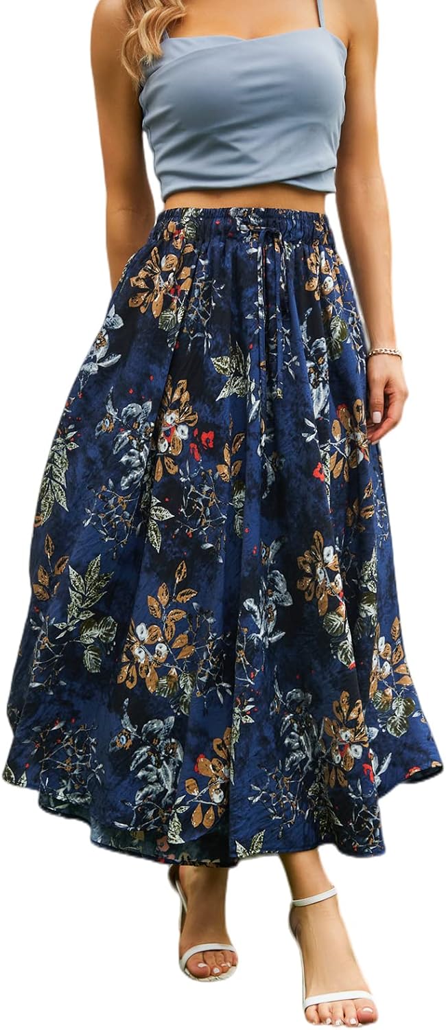Maxi Skirts for Women with Pockets Long Midi Length