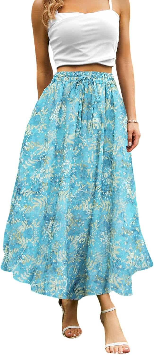 Maxi Skirts for Women with Pockets Long Midi Length
