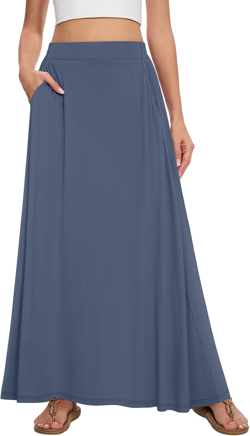 Womens Maxi Skirt Long Flowy Summer A-Line High Waist Skirts