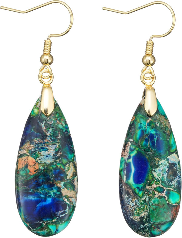 Natural Stone Long Drop Boho Earrings