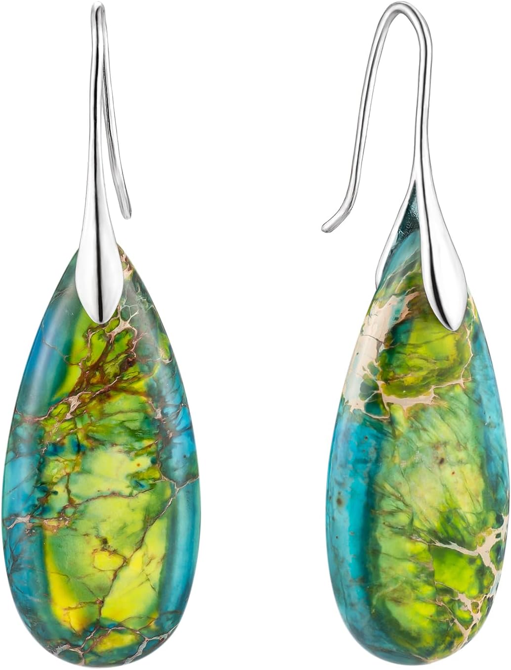 Stone Fishhook Dangle Drop Earrings