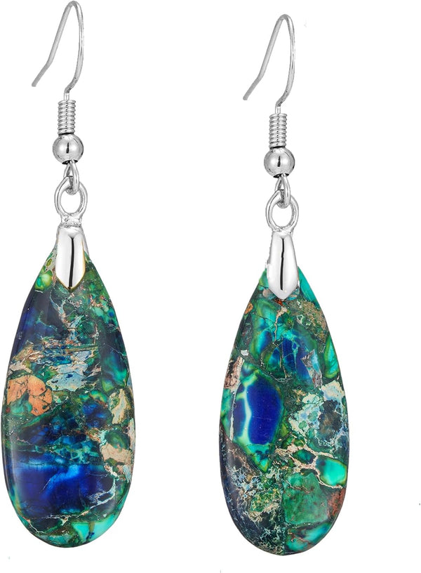 Natural Stone Long Drop Boho Earrings