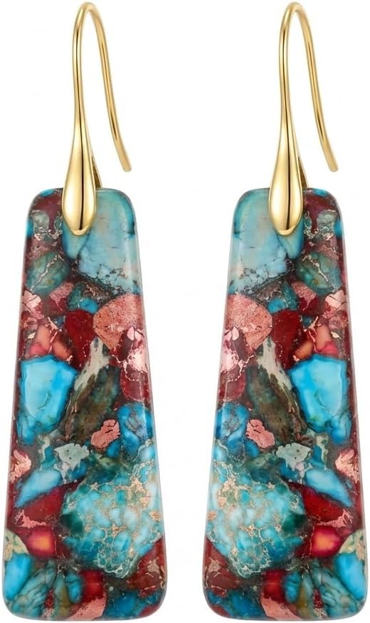 Chalcedony Crystal Teardrop Copper Hook Earrings