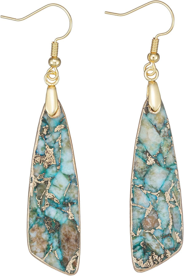 Natural Stone Long Drop Boho Earrings