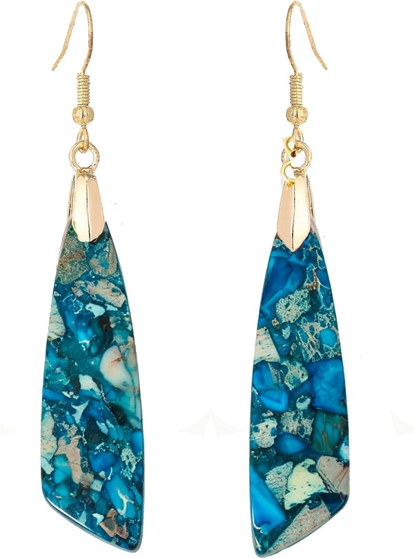 Natural Stone Long Drop Boho Earrings