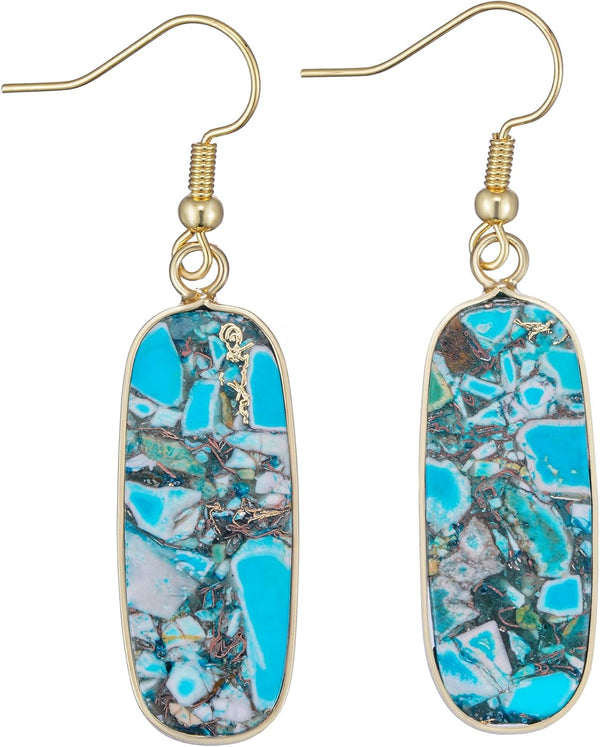 Natural Stone Long Drop Boho Earrings