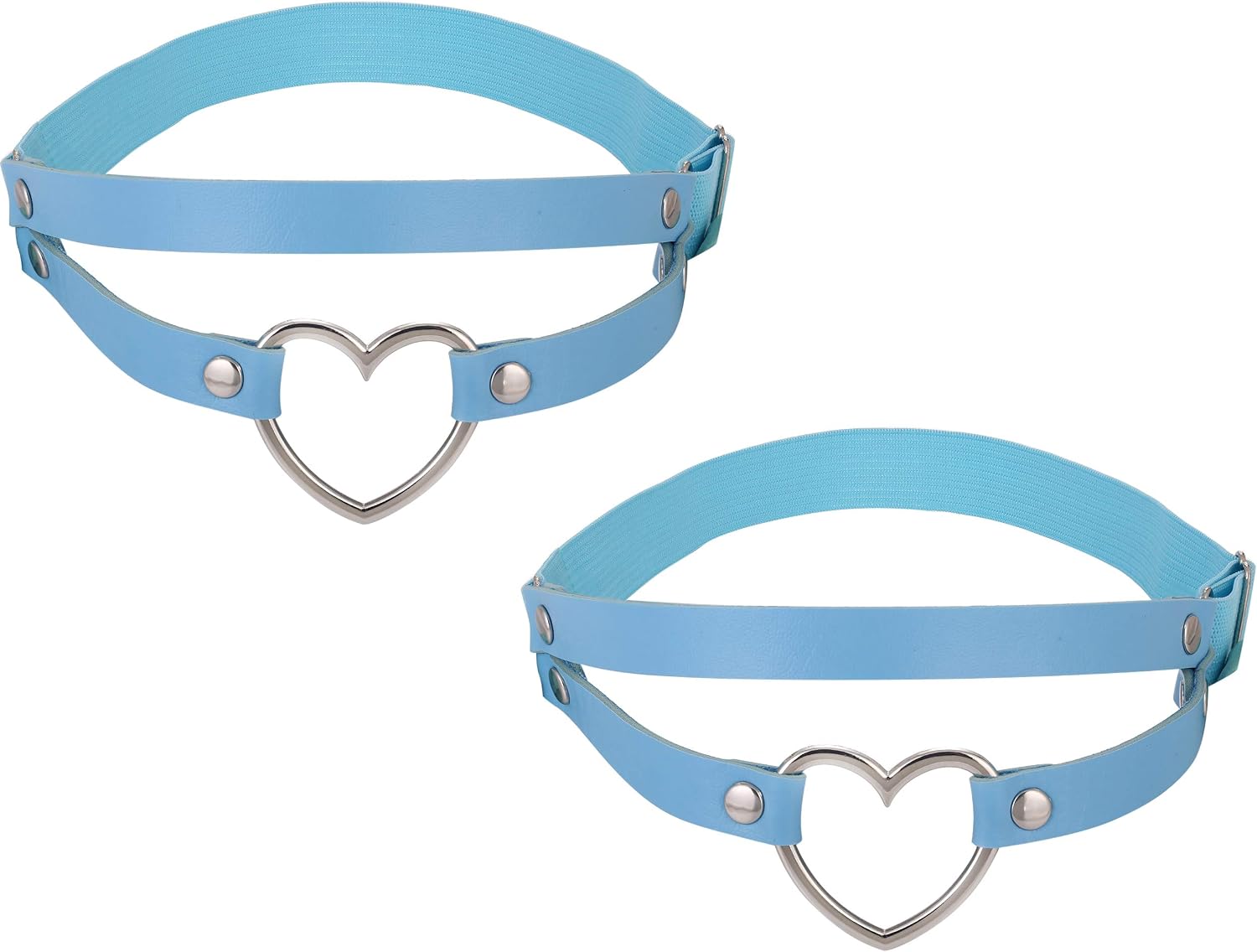 FM FM42 Multicolor PU Simulated Leather Women's Gothic Double Straps Heart O Ring Leg Thigh Elastic Garter Belt, One Pair Secondary image