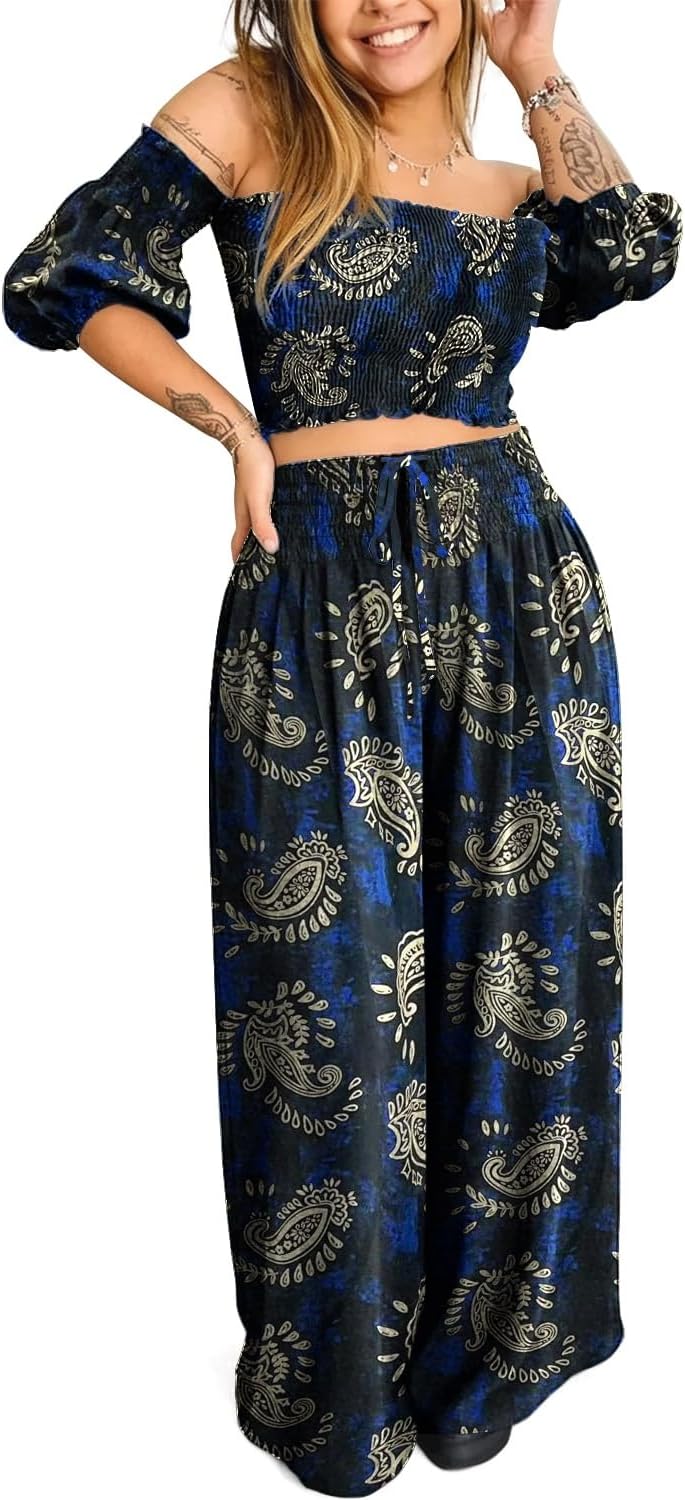 Womens Celestial Clothing Witchy Whimsigoth Outfits Cotton Co-ord Lounge Set Summer Vacation Travel Clothes