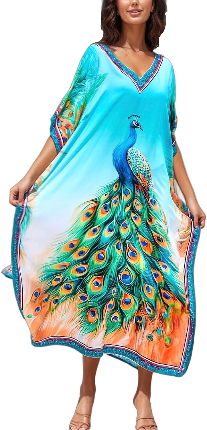 Women's Plus Size Beach Lounge Kaftan Maxi Dress swimsuit coverup for women