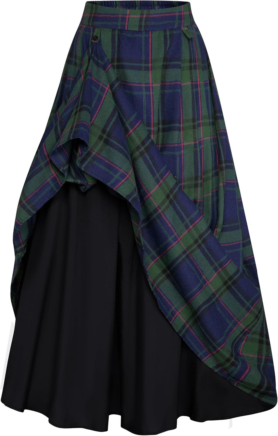 Scarlet Darkness Plaid Skirts for Women High Waist Layered Long Skirt