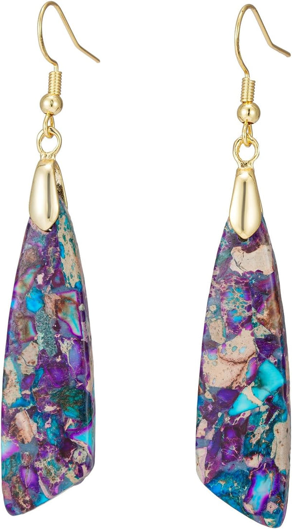 Natural Stone Long Drop Boho Earrings