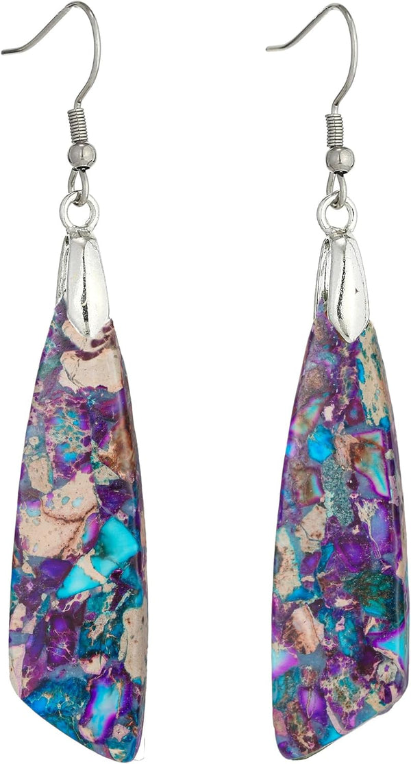 Natural Stone Long Drop Boho Earrings