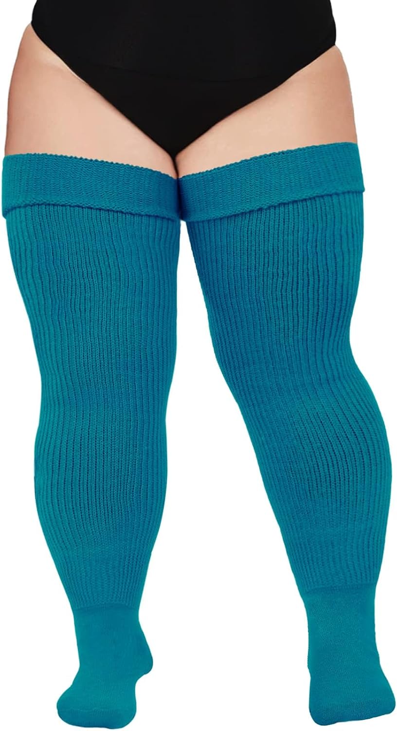Moon Wood Plus Size Thigh High Socks for Thick Thighs- Women Extra Long Over the Knee Stockings- Halloween Socks Leg Warmers