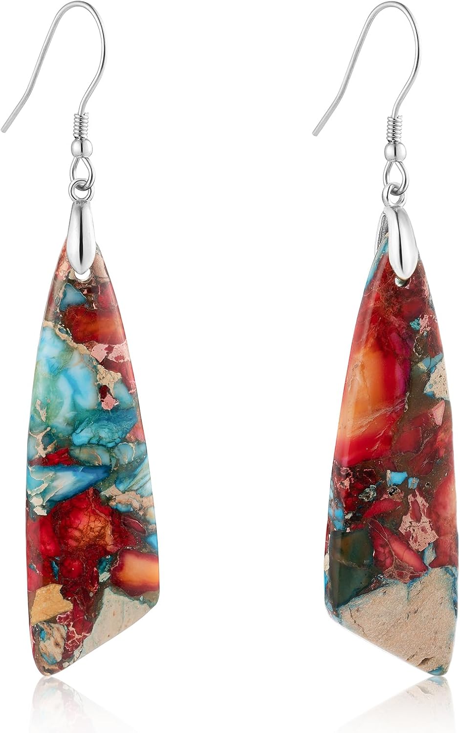 Jasper Stone Fishhook Drop Earrings