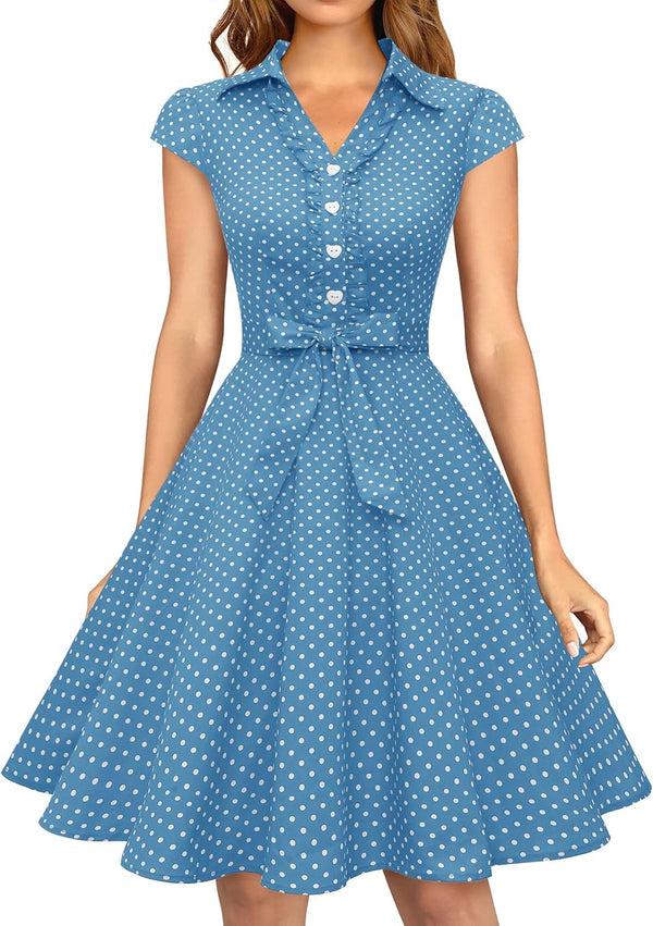 Wedtrend Women's 1950s Rockabilly Cap Sleeve Vintage Swing Cocktail Dress