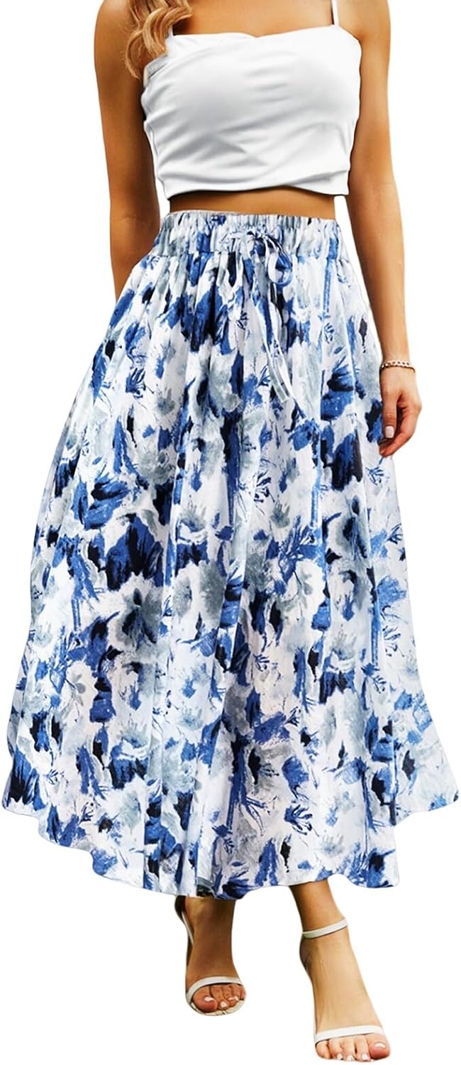 Maxi Skirts for Women with Pockets Long Midi Length