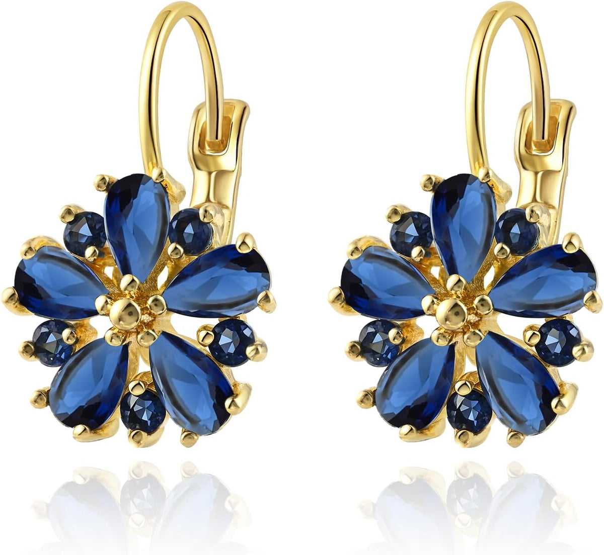 Vintage 14K Gold Plated Flower Birthstone Earrings