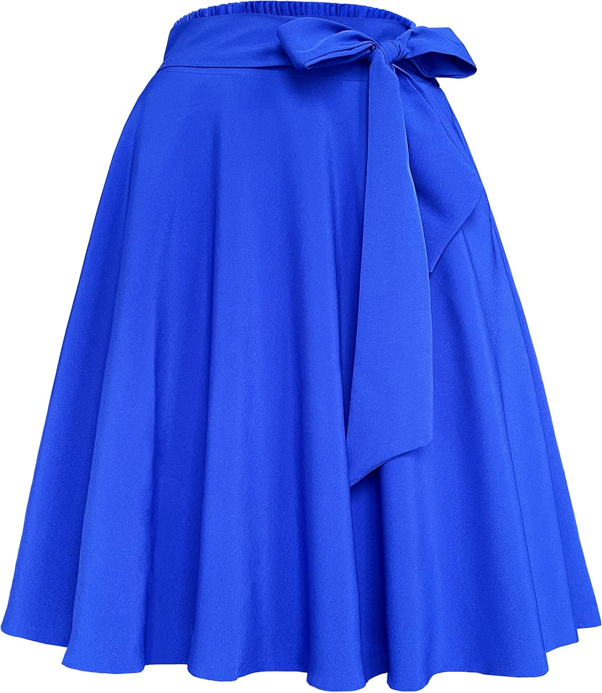 Womens Vintage High Waist A-Line Skater Skirt Flared Midi Skirt with Pockets