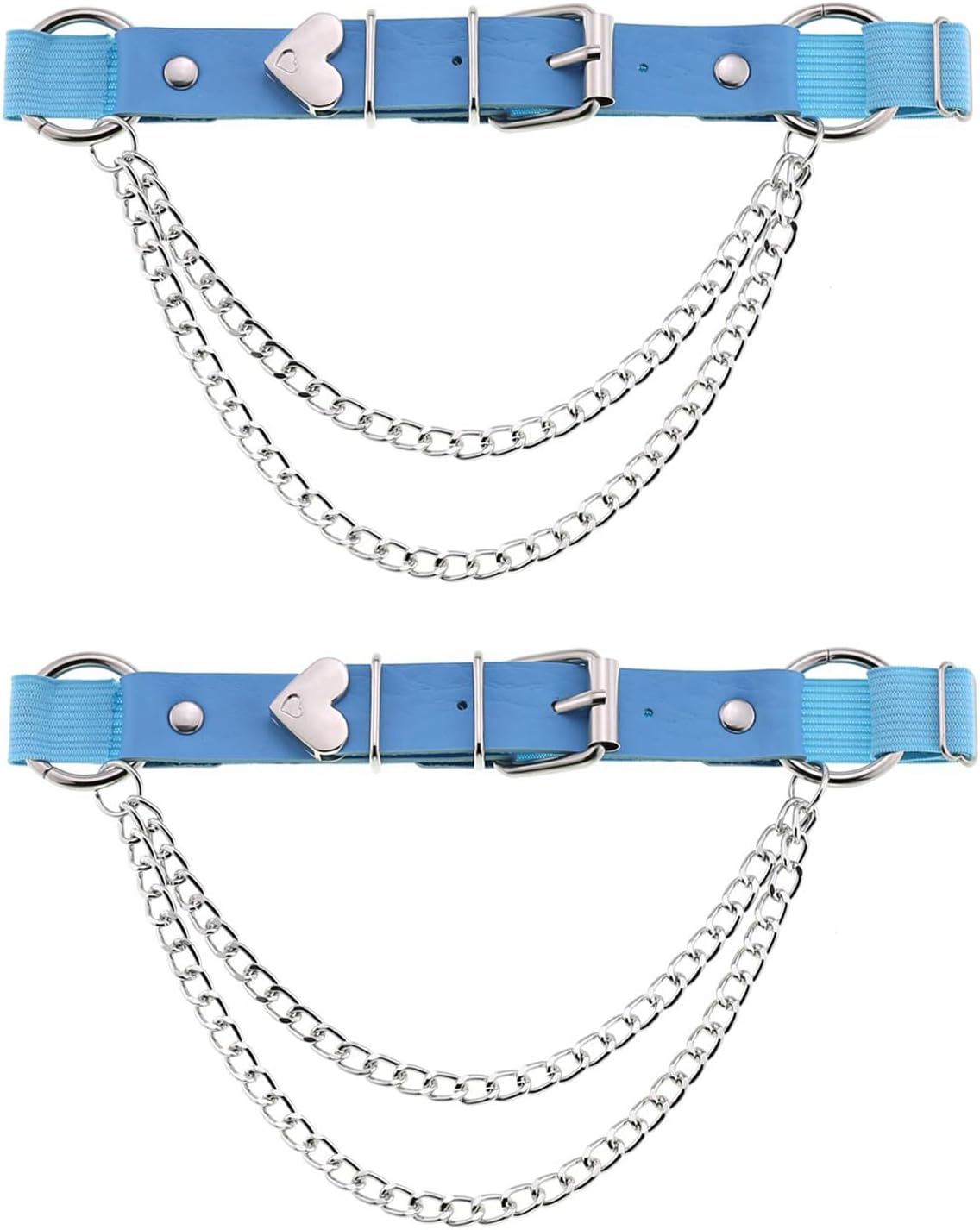Adjustable Leg Garter with Chains, Elastic Punk Thigh Garters for Women, 1 Pair