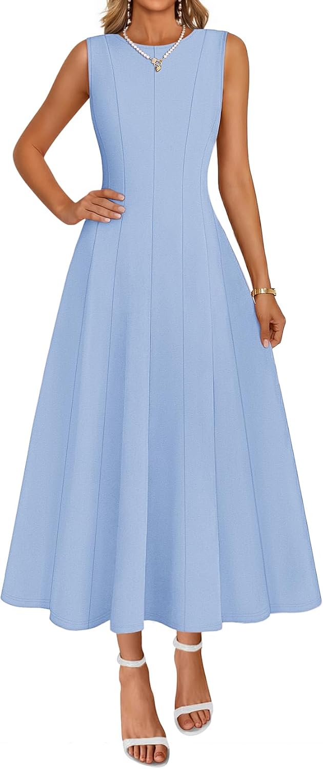 MEROKEETY Women's Semi Formal Cocktail Wedding Guest A Line Maxi Dresses