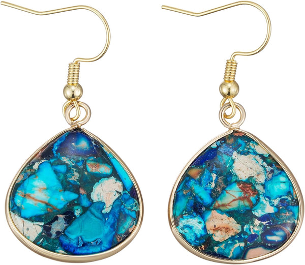 Natural Stone Long Drop Boho Earrings