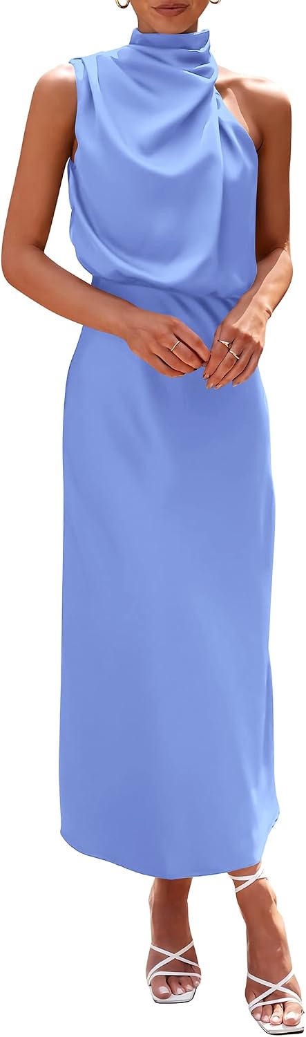 PRETTYGARDEN Women's Summer Satin Maxi Cocktail Dress
