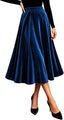 Women Velvet Midi Skirt Elastic A-Line Swing Skirts Christmas Wedding Formal Holiday Wear Fall Winter Outfits