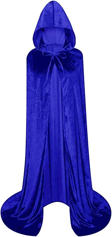 LHJ Unisex Full Length Hooded Robe Cloak Long Velvet Cape Cosplay Costume