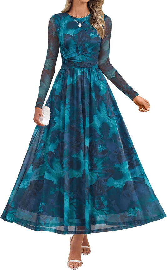 ZESICA Women's Fall Long Sleeve Wedding Guest Dresses