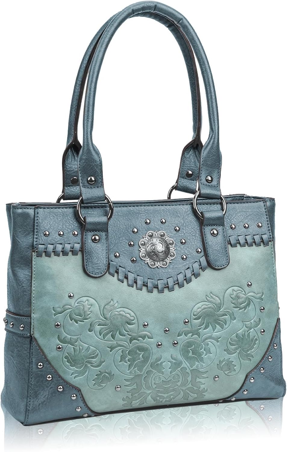 Large Western Tote Bag — Vintage Embossed with Concho Studs