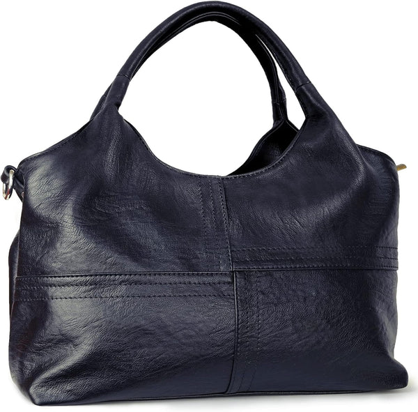 Medium Vegan Leather Satchel Tote with Detachable Strap