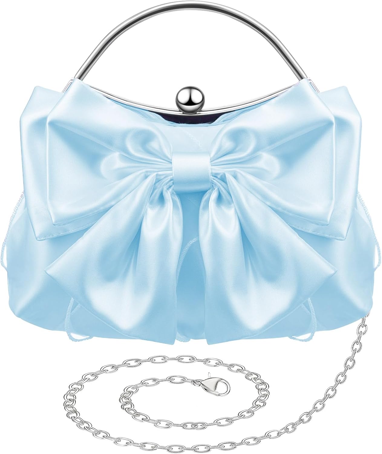 Coquette Bow Pleated Satin Clutch