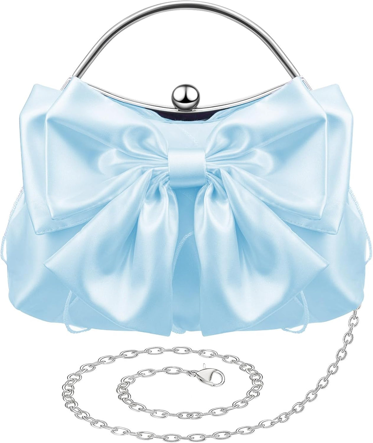 Coquette Bow Pleated Satin Clutch