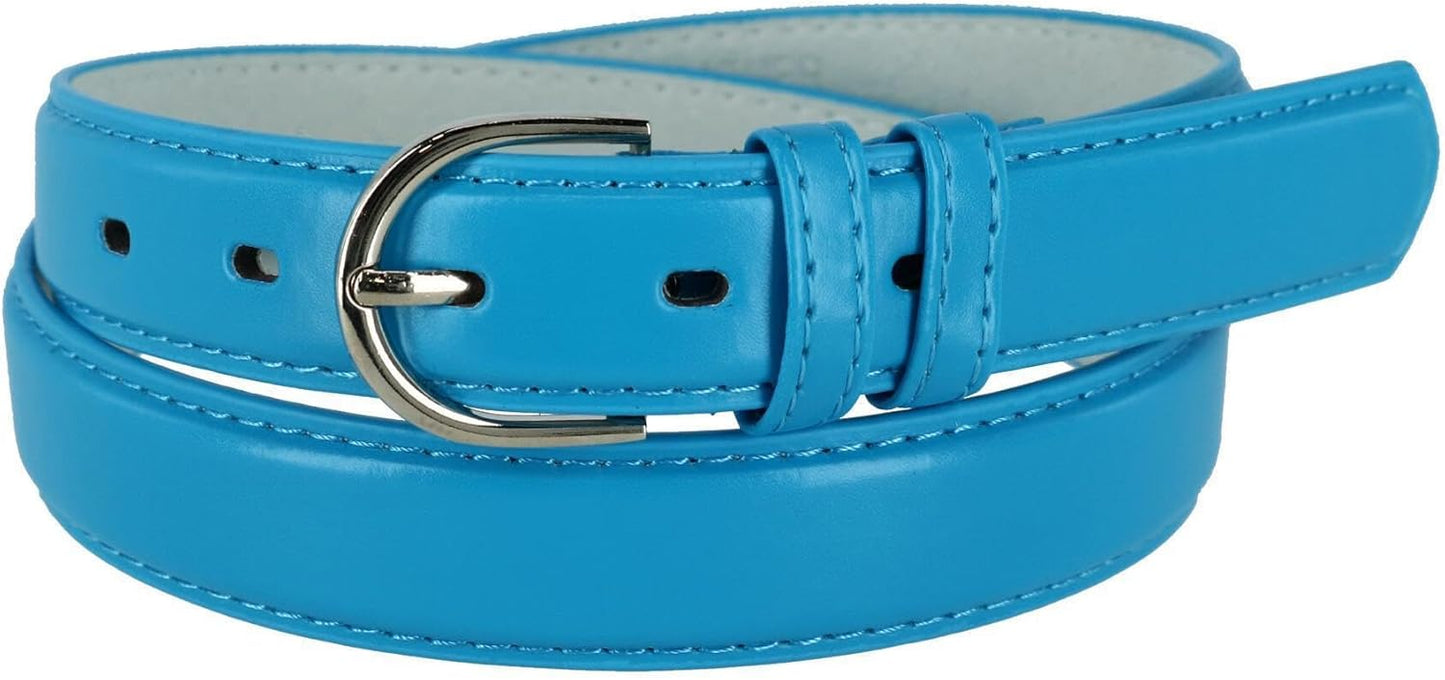 Ctm Women's Leather Dress Belt 1 1/8 Inch Silver Buckle