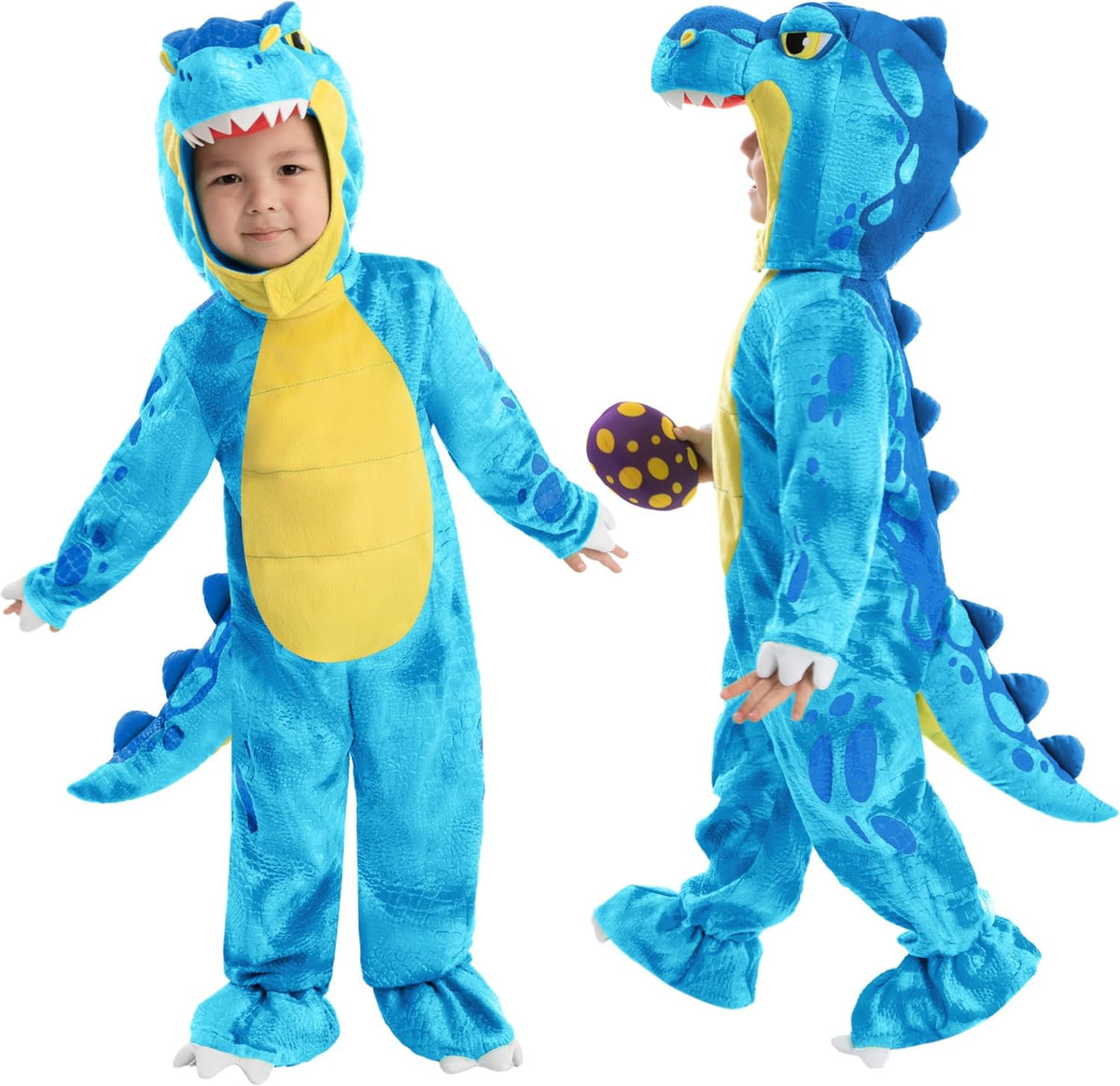 Spooktacular Creations Halloween Dinosaur Costume Kids, T.rex Costume Outfit with Egg for Toddler Child Dress Up Party