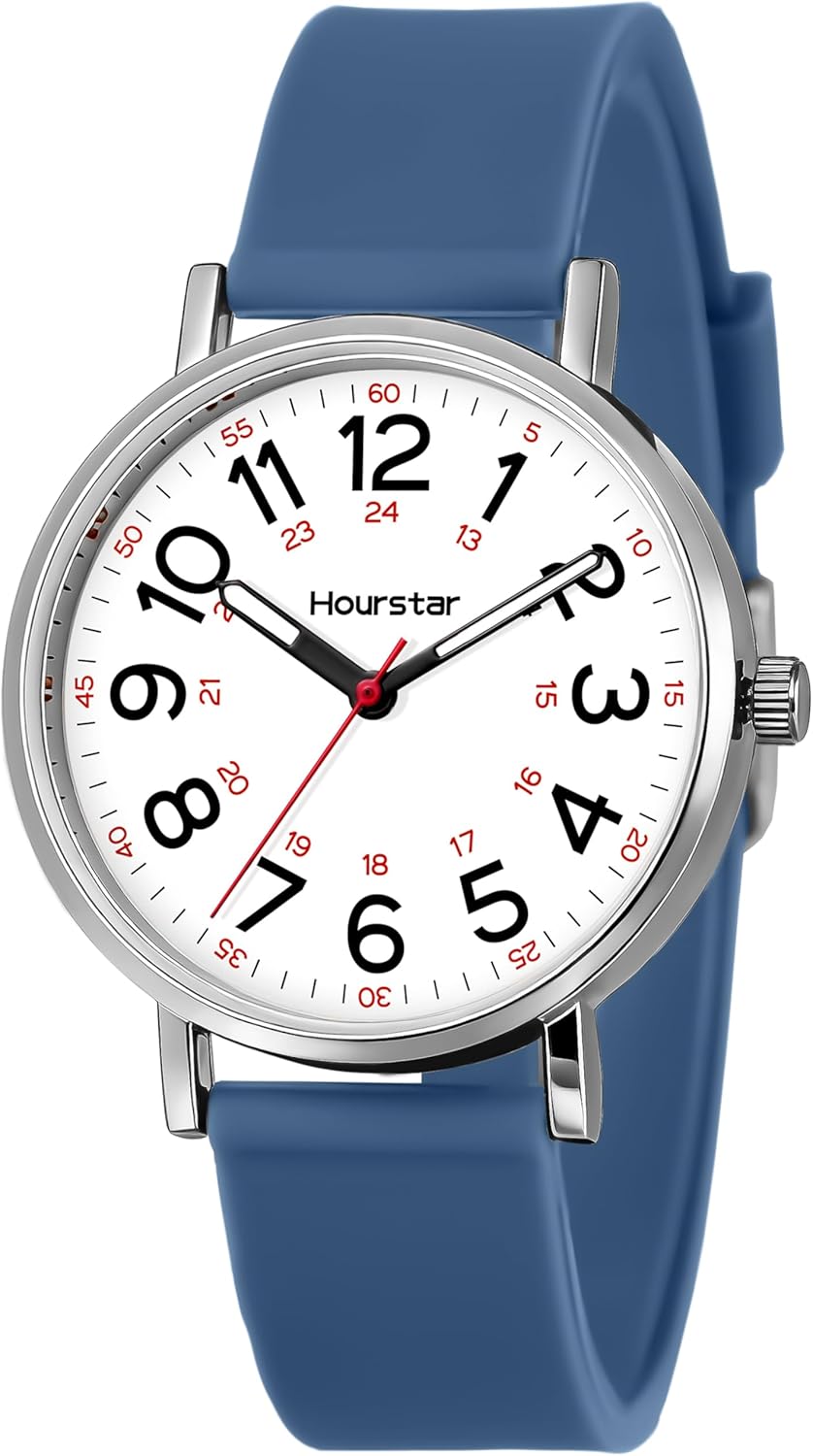 Women's Analog Nurse Watch with Second Hand for Nursing, 12/24 Time, S