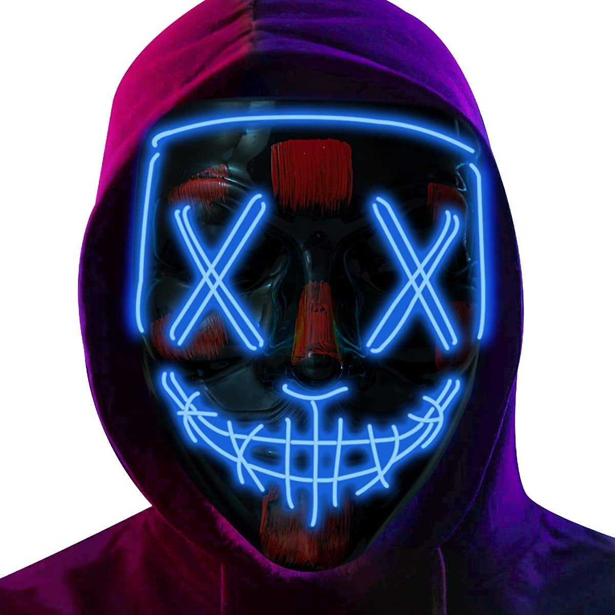 Poptrend Halloween Mask LED Light up Mask Scary mask for Festival Cosplay Halloween Costume Masquerade Parties,Carnival,Gift (2 PACK-B)