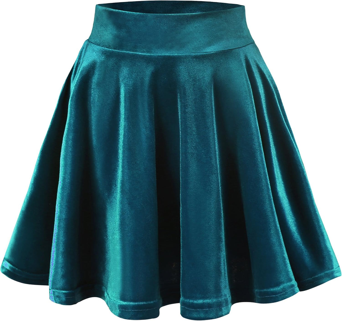Urban CoCo Women's Crushed Velvet Mini Skater Skirt Pleated Stretchy A-Line